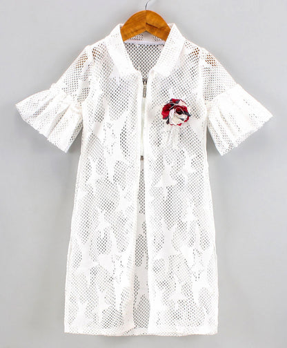 Enfance Half Sleeves Striped Dress With Jacket-Rani
