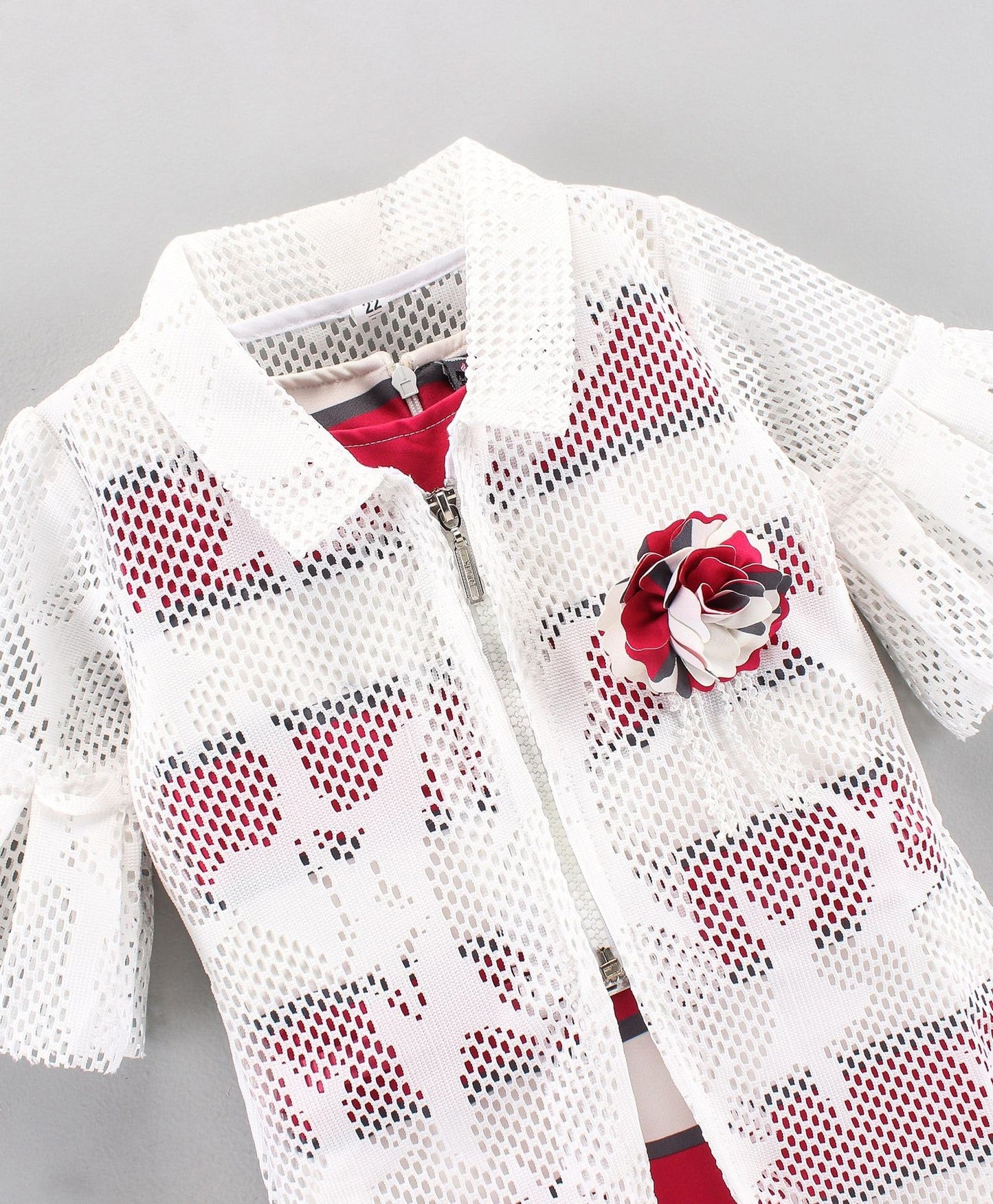 Enfance Half Sleeves Striped Dress With Jacket-Rani