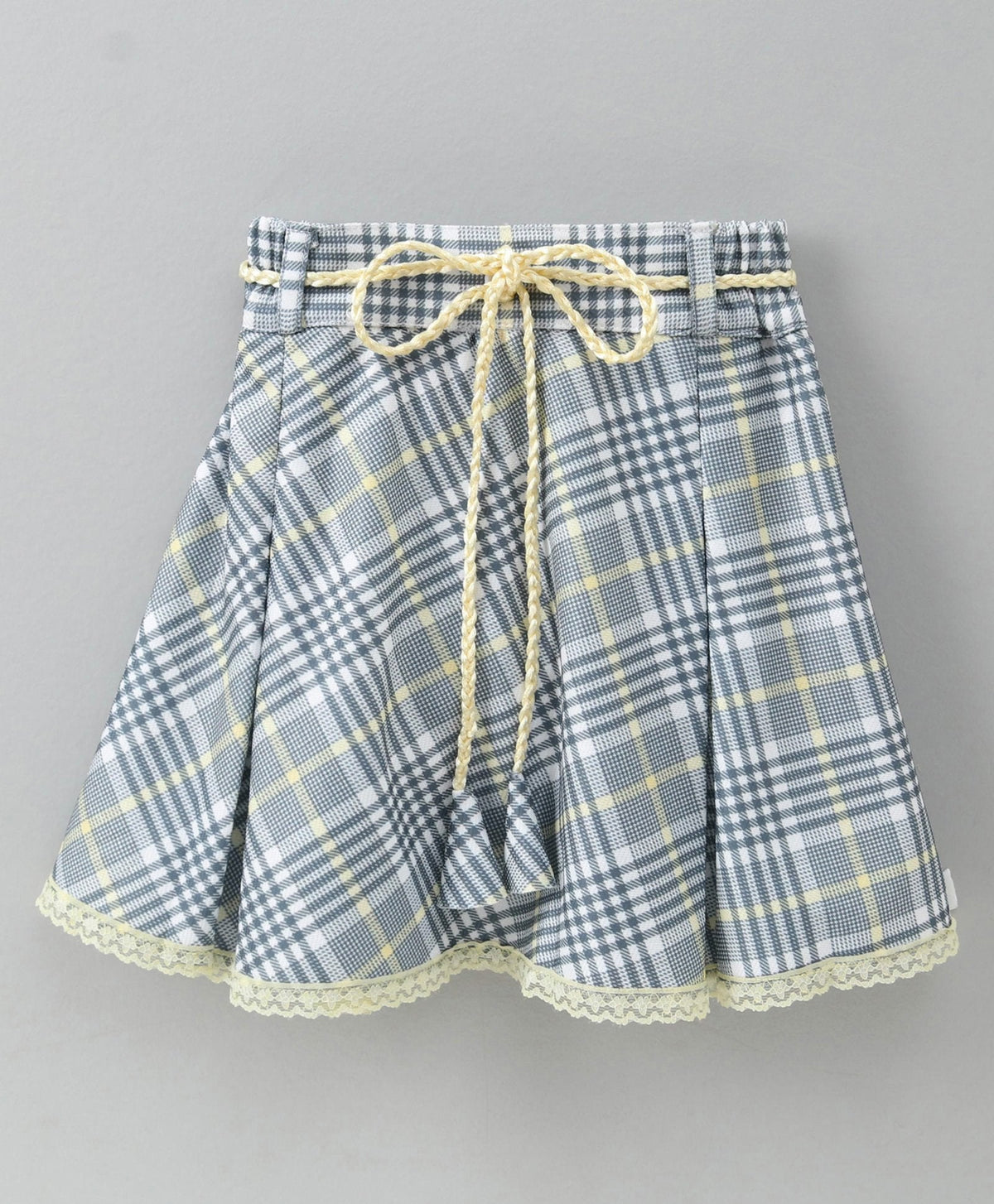 Enfance Half Sleeves Butterfly Applique Top & Checks Print Skirt Set -Lemon