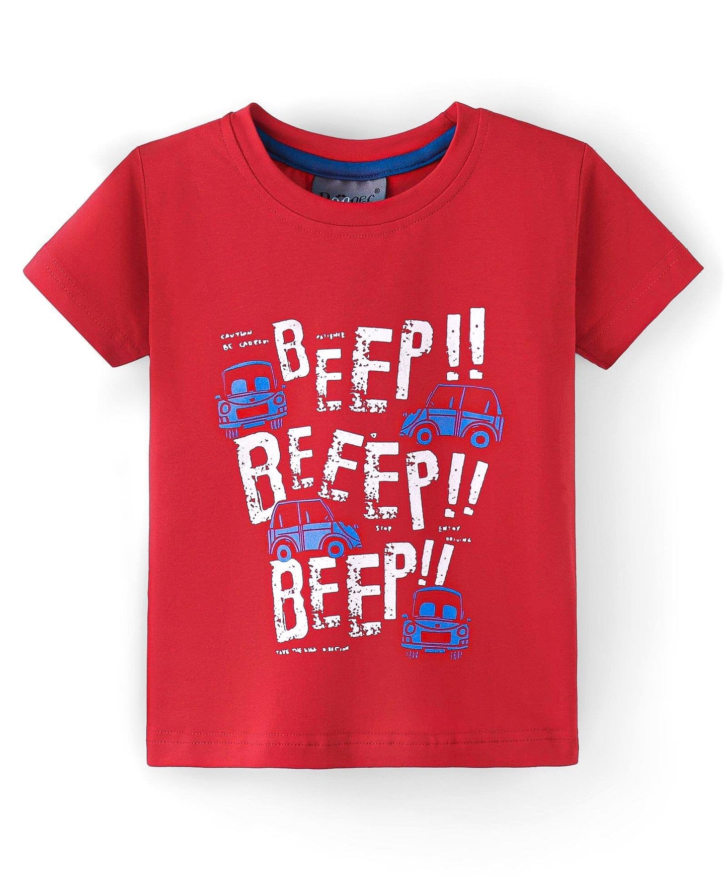 Dapper Dudes Half Sleeves Boys & Beep Print Tees - Red  D.Grey