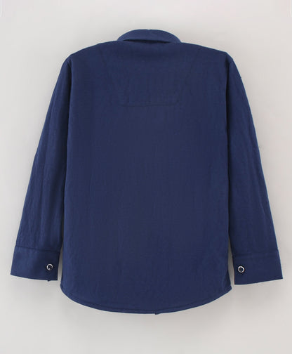 Dapper Dudes Full Sleeves Solid Shirt With Bow - Navy