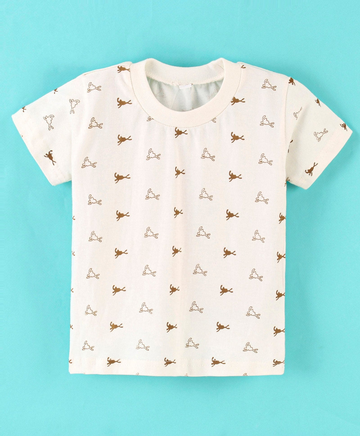 Dapper Dudes Half Sleeves Abstract Print Tee With Dungaree - D.Coffee