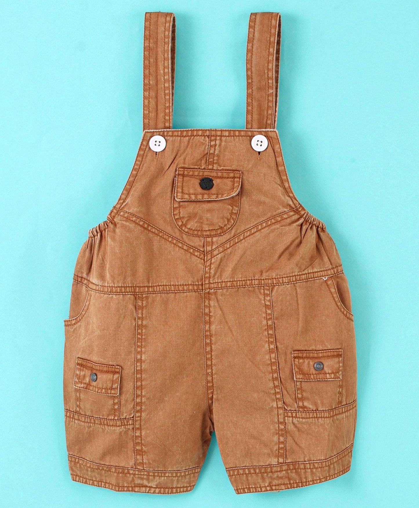 Dapper Dudes Half Sleeves Abstract Print Tee With Dungaree - D.Coffee