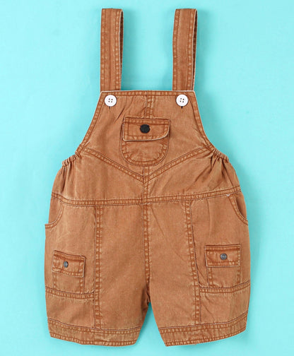 Dapper Dudes Half Sleeves Abstract Print Tee With Dungaree - D.Coffee