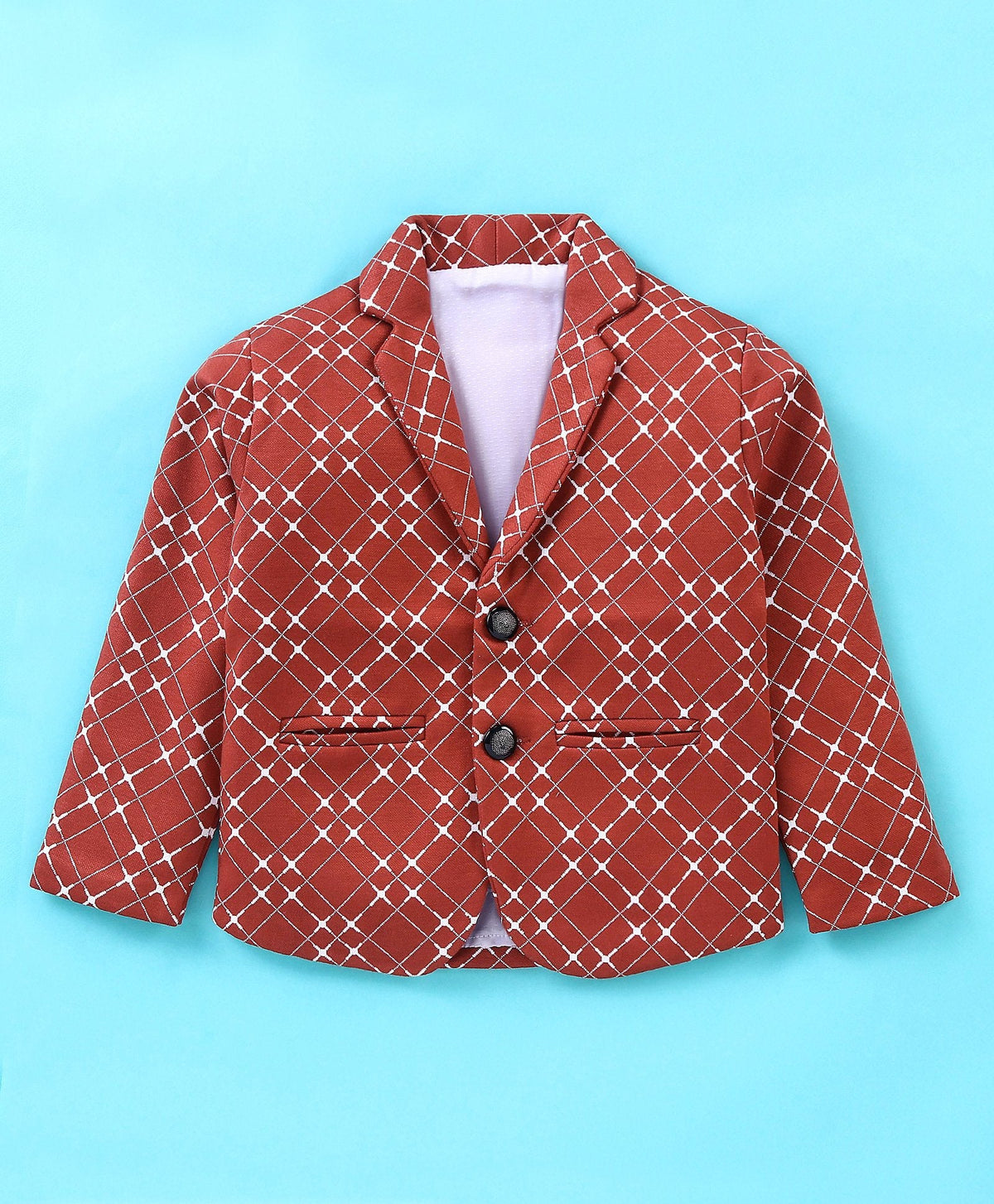 Dapper Dudes Full Sleeves Geometric Print Blazer With Tee - Brown