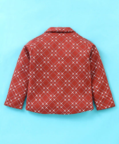 Dapper Dudes Full Sleeves Geometric Print Blazer With Tee - Brown