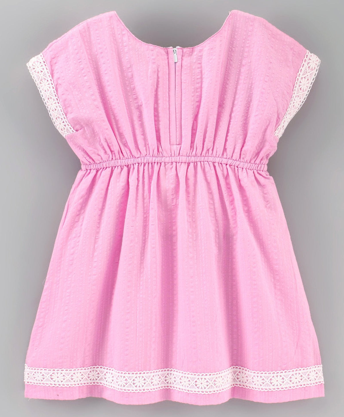 Enfance Sleeveless Circles Print Dress With Cap Sleeves Floral Applique Shrug -Pink