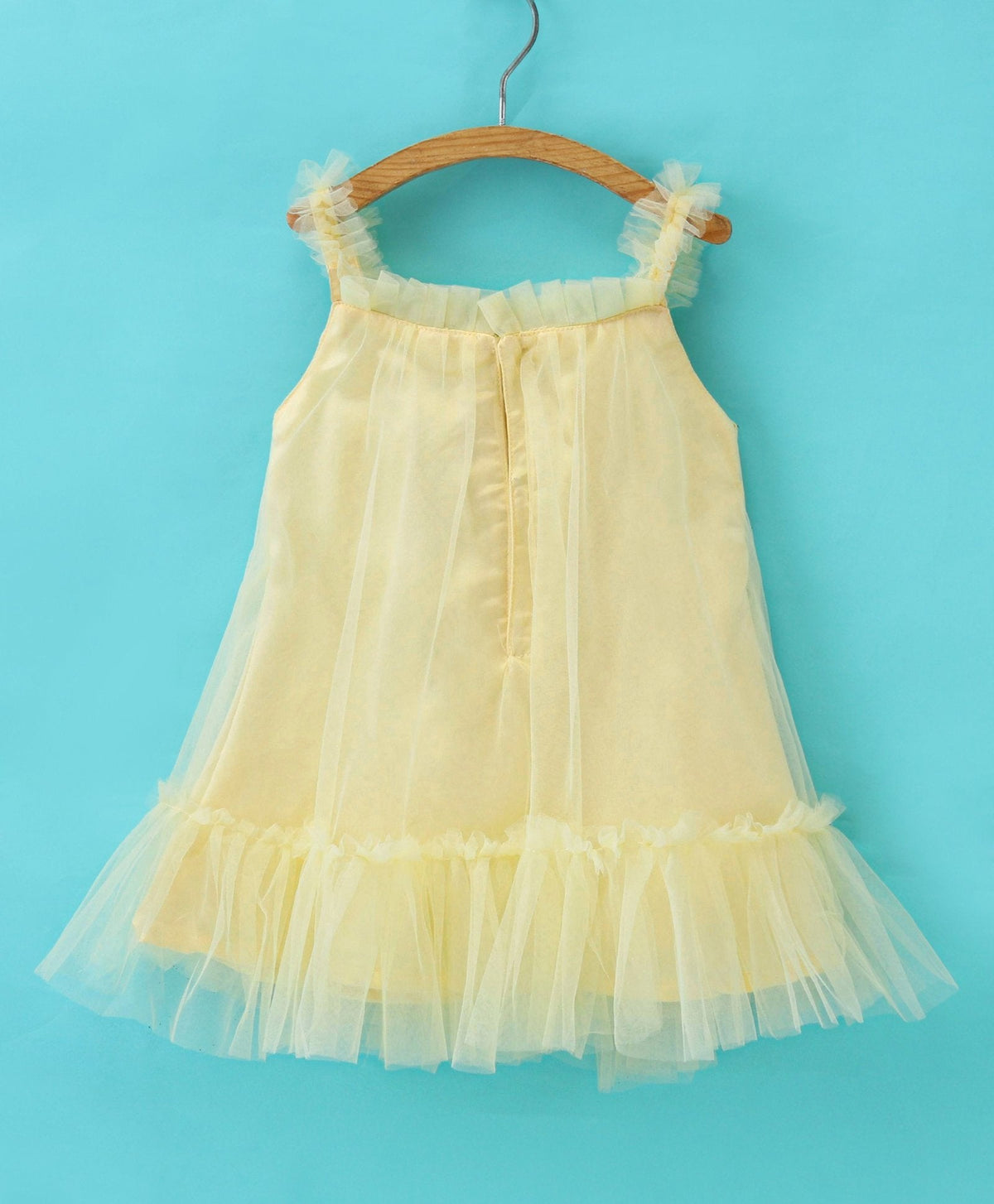 Enfance Sleeveless Solid Flared Dress With Hair Bnad-Lemon