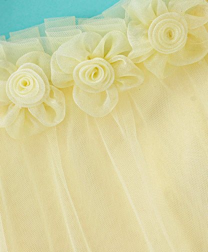 Enfance Sleeveless Solid Flared Dress With Hair Bnad-Lemon