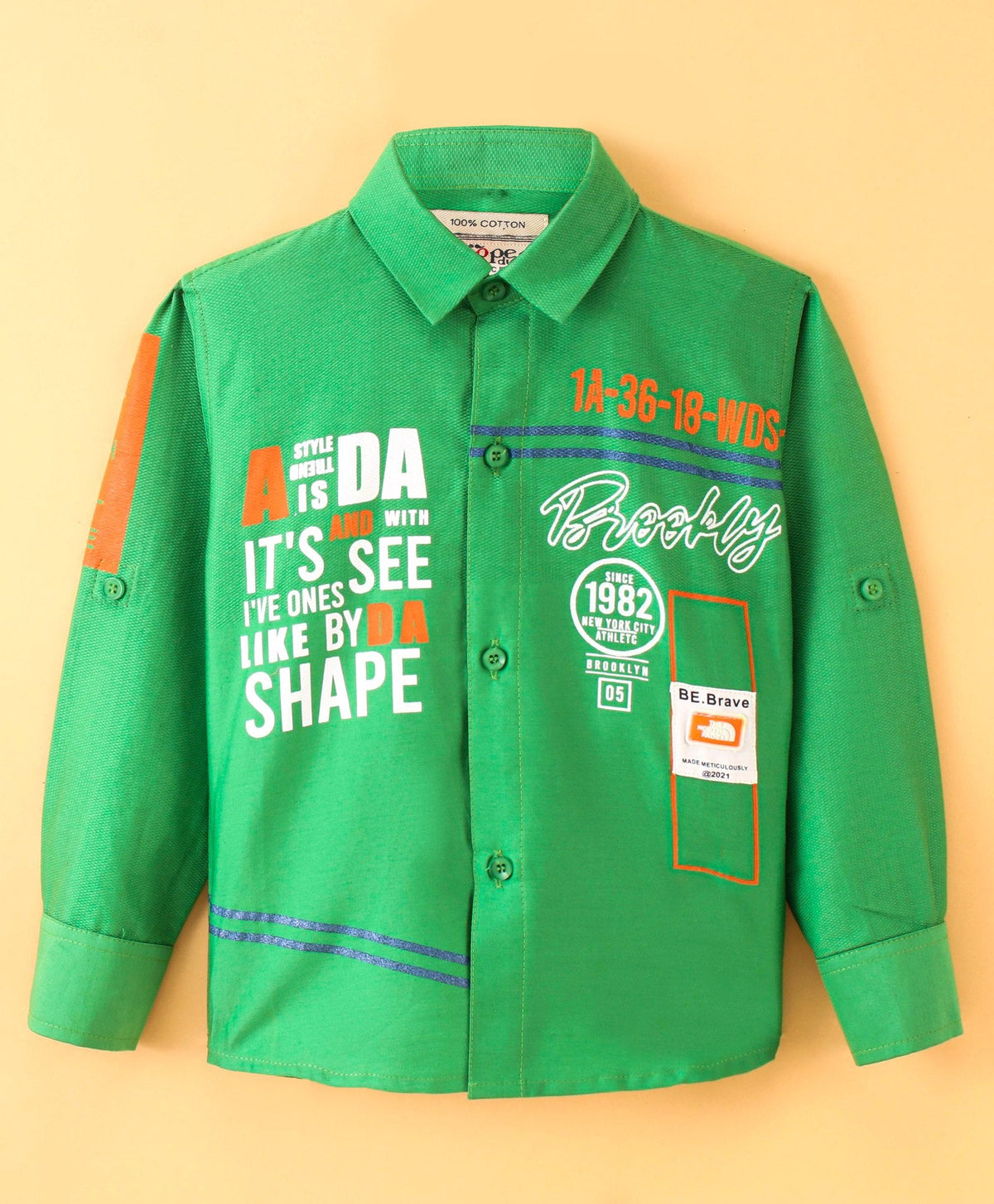 Dapper Dudes Full Sleeves Text Print Shirt - Green