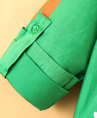 Dapper Dudes Full Sleeves Text Print Shirt - Green