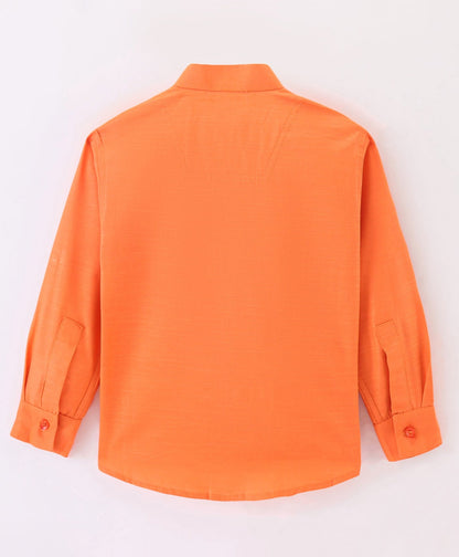 Dapper Dudes Full Sleeves Text Print Shirt - Orange