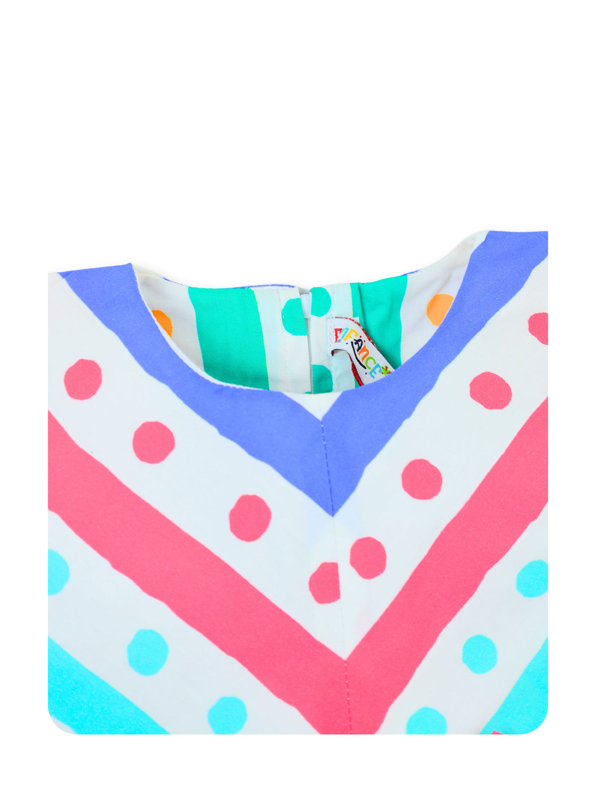 Enfance Short Sleeves Pleated & Geometric Printed Dress - Pink