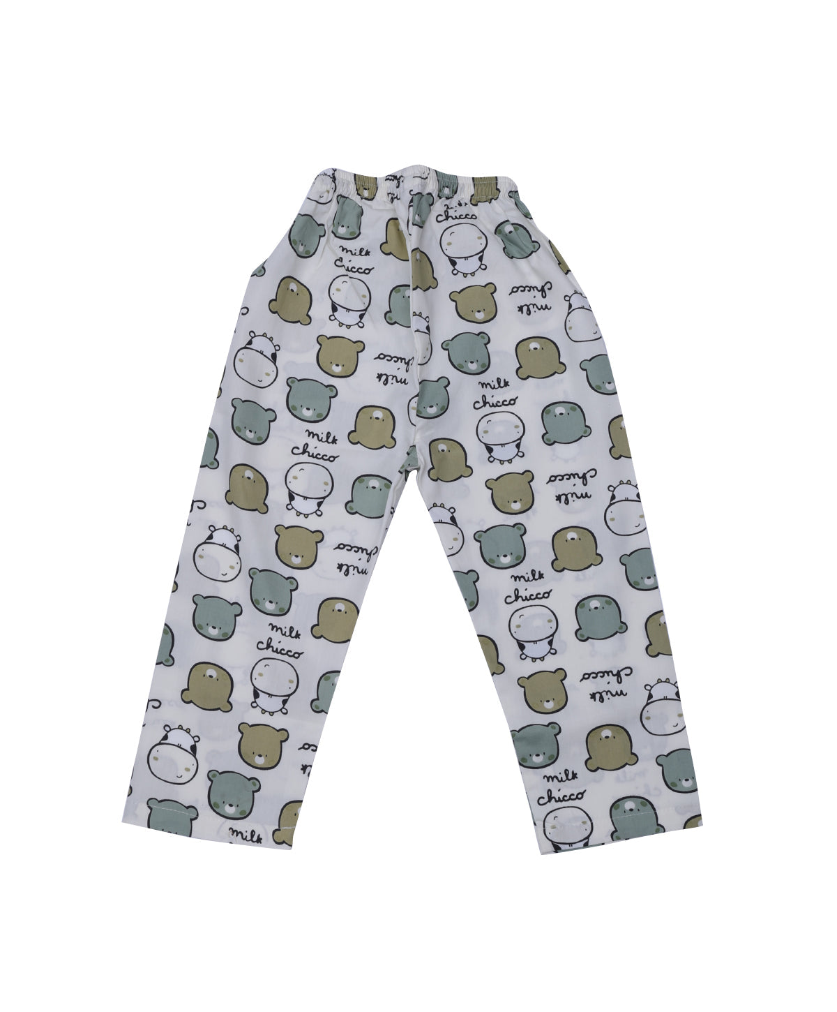 Enfance Half Sleeves Teddy Face Printed Night Suit-L.Green