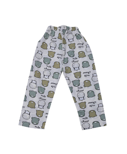 Enfance Half Sleeves Teddy Face Printed Night Suit-L.Green